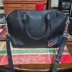 Michael Kors Black Satchel with Silver Accents Great Condition 14x10x5